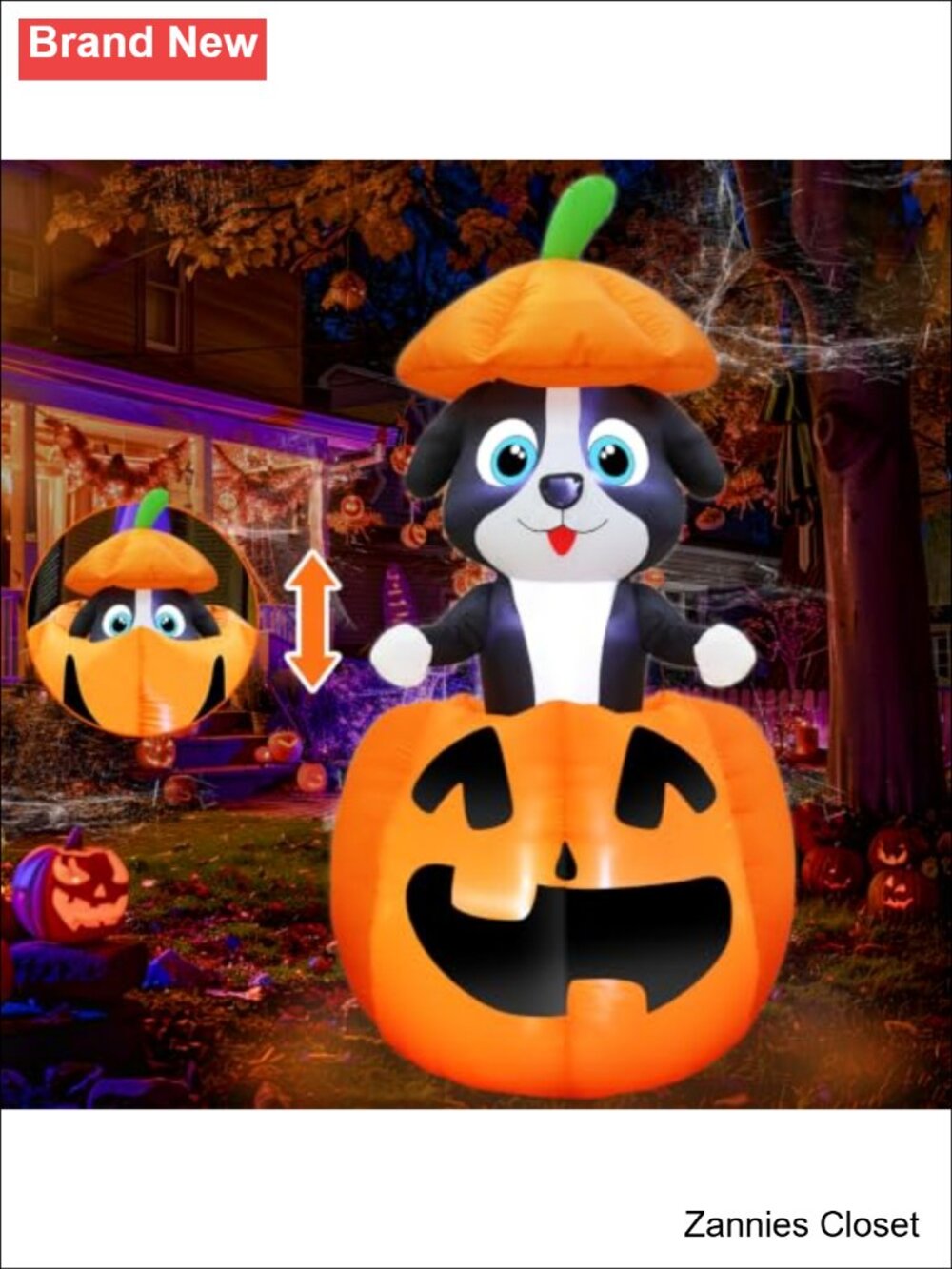 👻 Animated 5 FT Halloween Inflatable Dog in Pumpkin Outdoor Yard Decor